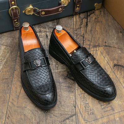 Zapatos de Cuero de Marca de Lujo Marrón Negro Slip On Patrón de Celosía Zapatos Casuales de Hombre Boda Oficina Banquete Mocasines Casuales para Hombre