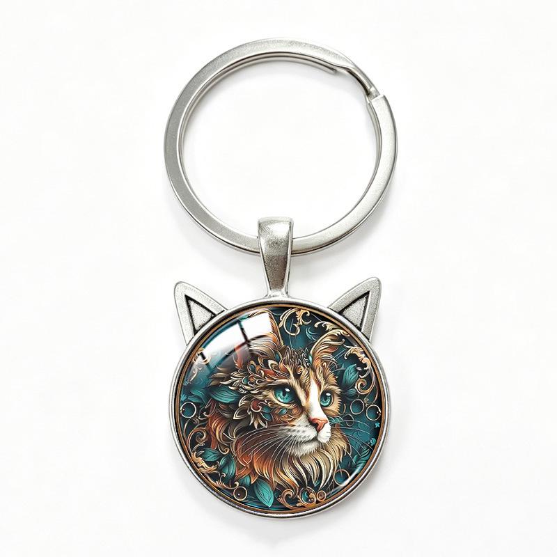 Yin Yang Double Cat Ear Gem Keychain - Trendy Unisex Alloy Accessory