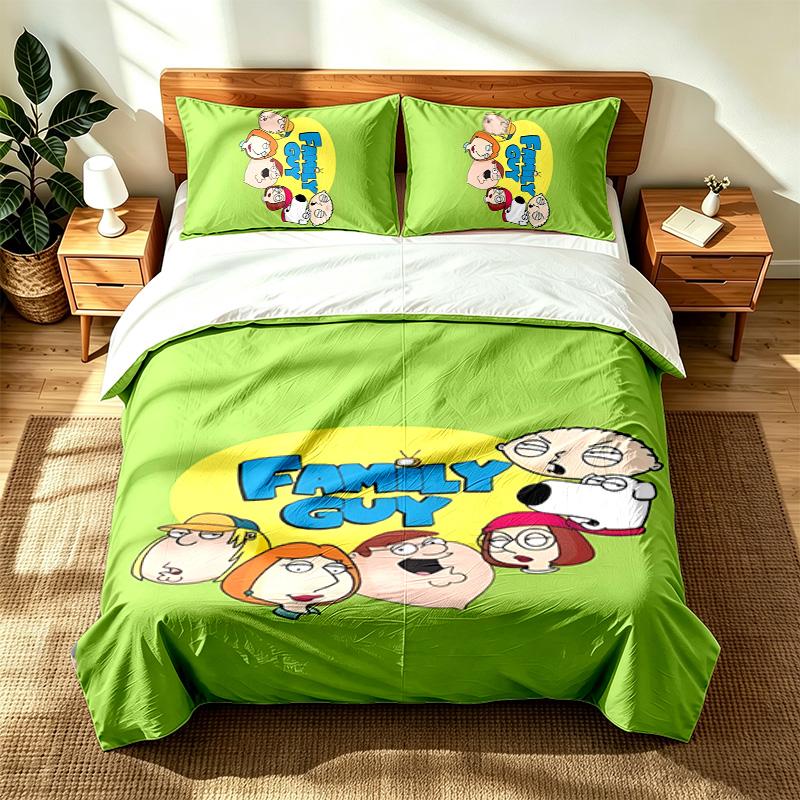 Family Guy (1) Yatak odaları için uygun 3 parçalı set, yumuşak ve rahat, aile ve arkadaşlar için ideal bir hediye. Bir nevresim takımı ve iki yastık kılıfı içerir
