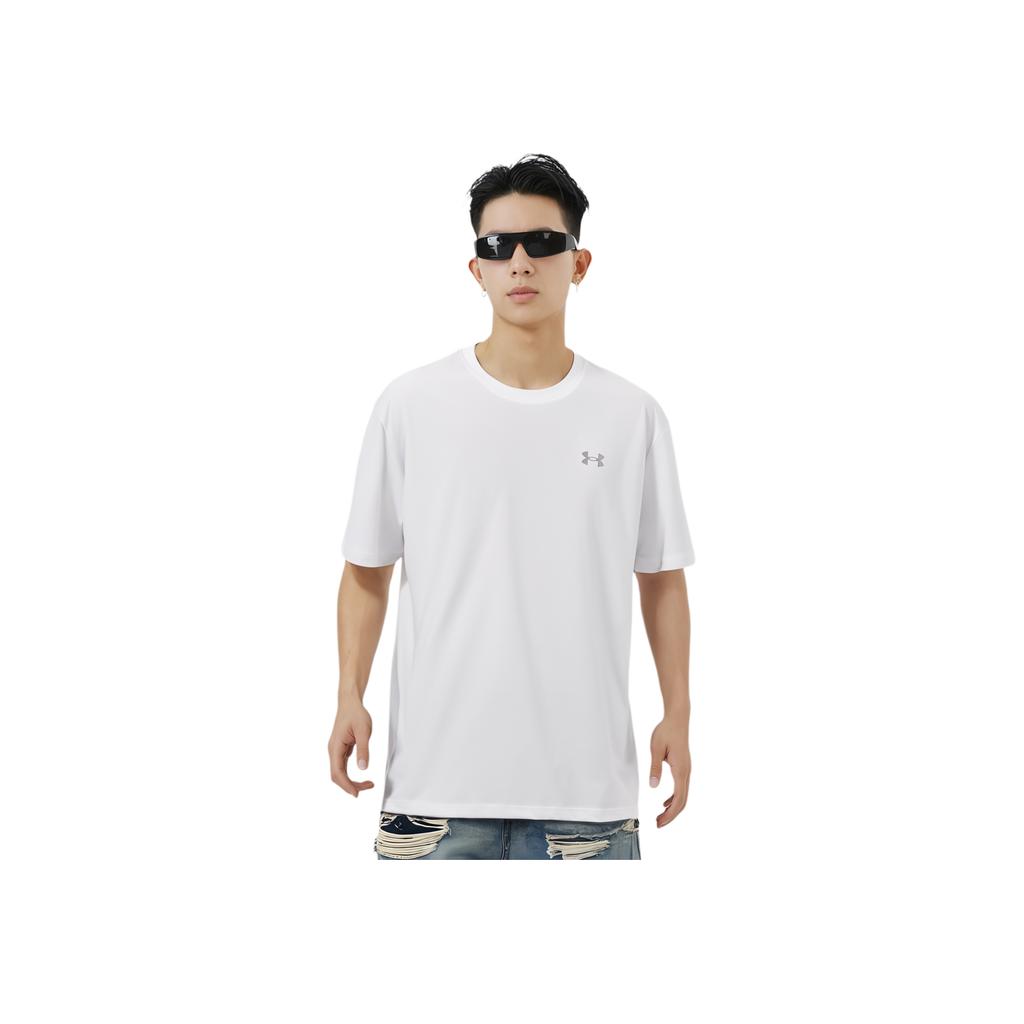 Under Armour Logo Print Round Neck Breathable Short Sleeve T-Shirt Men T-Shirt White 1382582-100