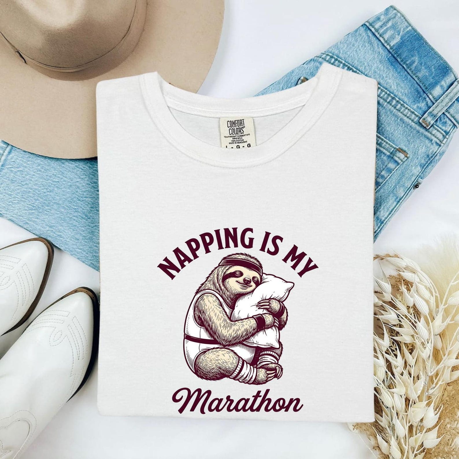 Sloth Pillow Shirt Sloth Humor Gift Women Hand Drawn Tee Pillowcase T-Shirt Sloth Fan Illustrated Graphic Vintage Headband Tshirt 3XL