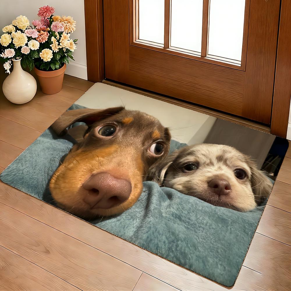 Kwaii Cute Dog Floor Mat Cozy Flannel Soft Thick Non-Slip Mat For Living Room Bedroom Kitchen Decor Rugs