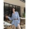 Spring Polo Collar Loose Long-sleeved Dress Women's New Irregular Sweet Cool Shirt Skirt Short Skirt Trendy