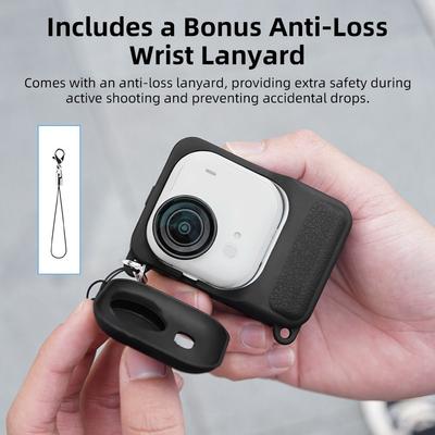 Silicone Protective Case With Anti-lost Rope Full Coverage Body Cover Scratch-proof Camera Protector for Insta360 GO Ultra