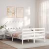 VidaXL Bed Frame with Headboard White Small Double Solid Wood 3195257