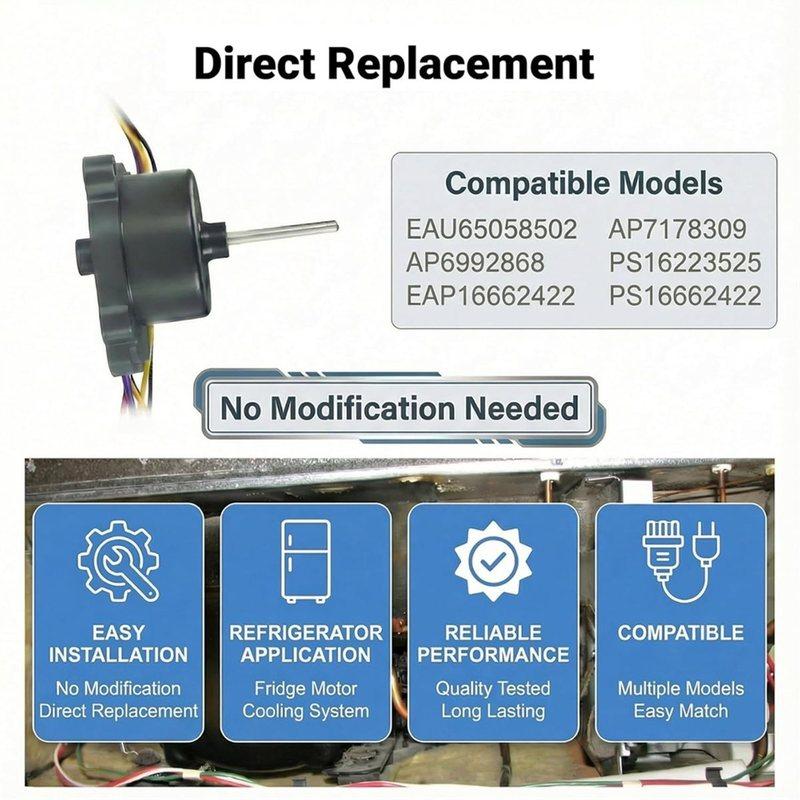 Upgraded EAU65058502 EAU64843805 Refrigerator Condenser Fan Motor (4-Pin DC 12V) - for Refrigerator Fan Motor Replace