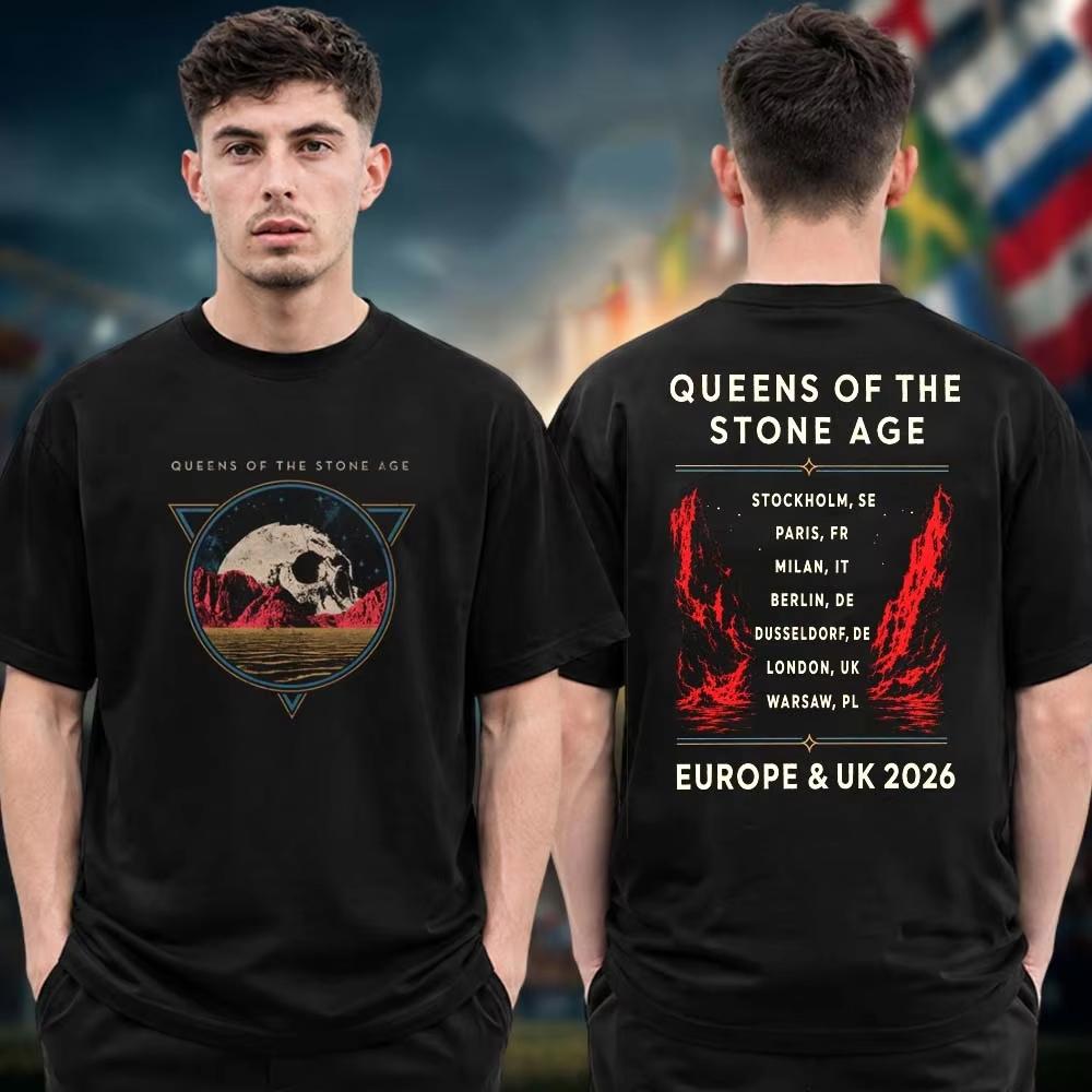 Hot Sale Queens of The Stone Age QOTSA Merch Europe and UK T-shirt Y2K Men Women Gothic Cotton Oversized T-shirt Slim Print Crew Neck Casual T Shirt