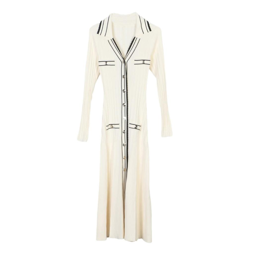 French S Autumn/Winter Polo Lapel Knitted A-Line Dress