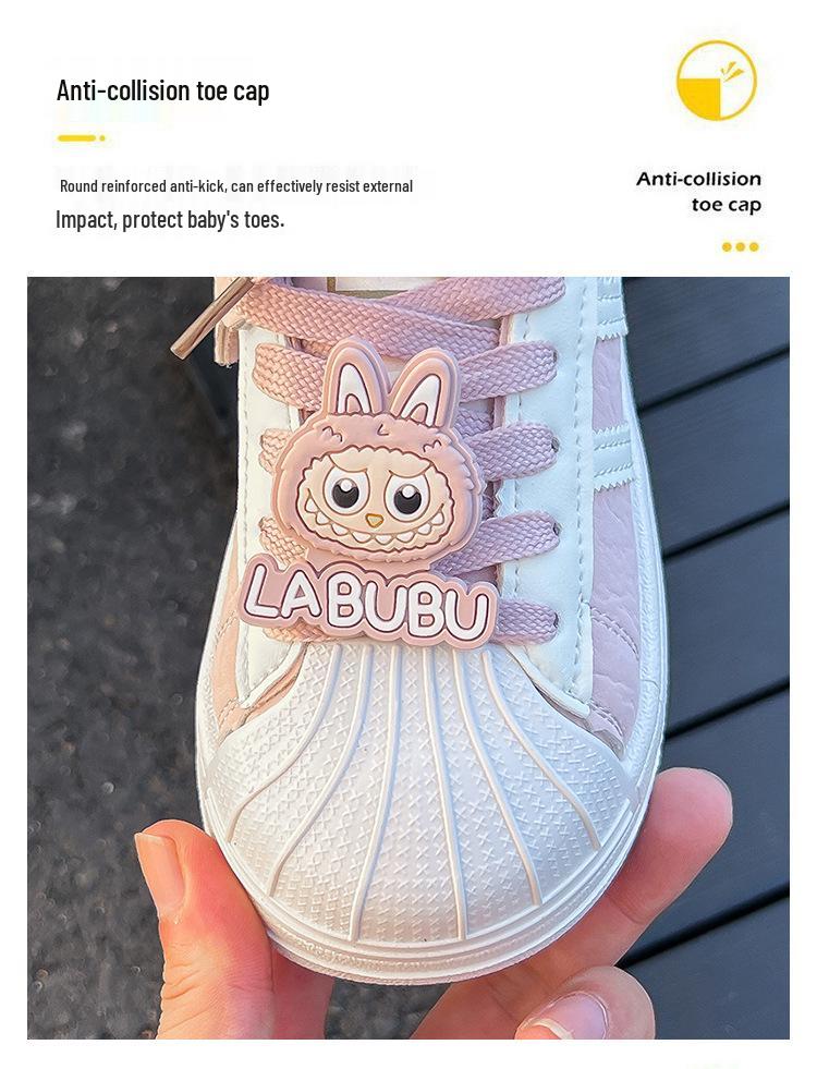 2025 Spring/Autumn Thick-Soled Boys' and Girls' Fashion Casual Versatile White Skate Shoes for Kids