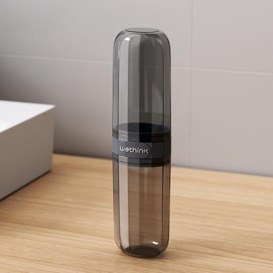 Toothbrush Storage Box Transparent Portable Travel Case with Leak-Proof Lid Integrated Mouthwash Cup Toothbrush