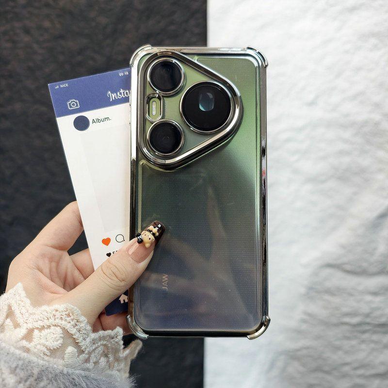 For Huawei Pura 90 Pro/90Pro Max 80 80Pro 80Ultra Case Luxury Electroplated Transparent Frame Anti-yellowing Shockproof Cover