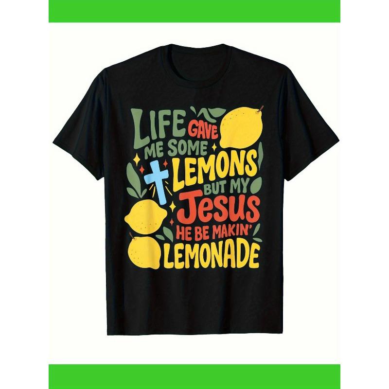 

European Size Short Sleeved Shirt with Lemon and Cross Patterns for Boys and Girls 164cm