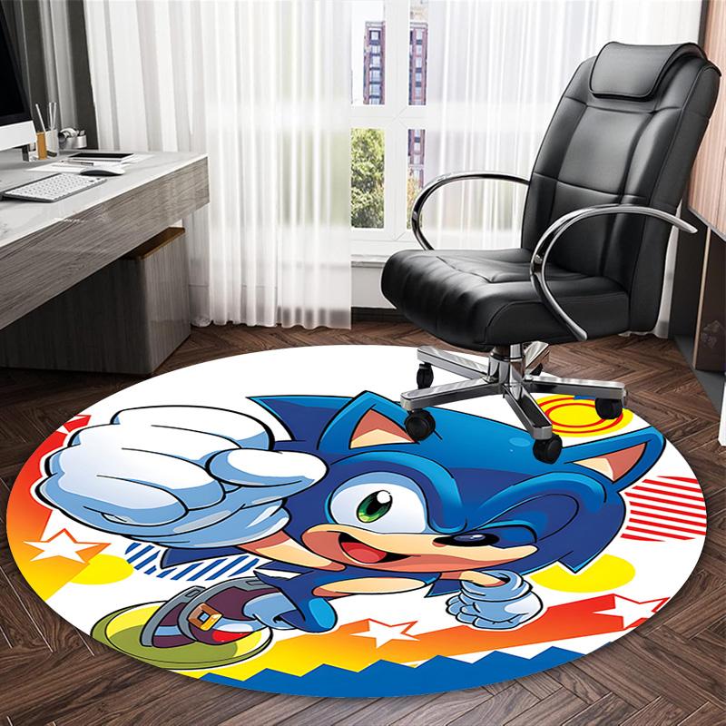 1pc Sonic4 Print Round Carpet Chair Round Carpet Suitable for Bedroom Living Room Home Decorative Carpet