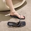 Sandals Women's 2025 New Summer Niche Design Sense with Thick Heels and Cool Slippers, Wearing Crystal Transparent High Heels