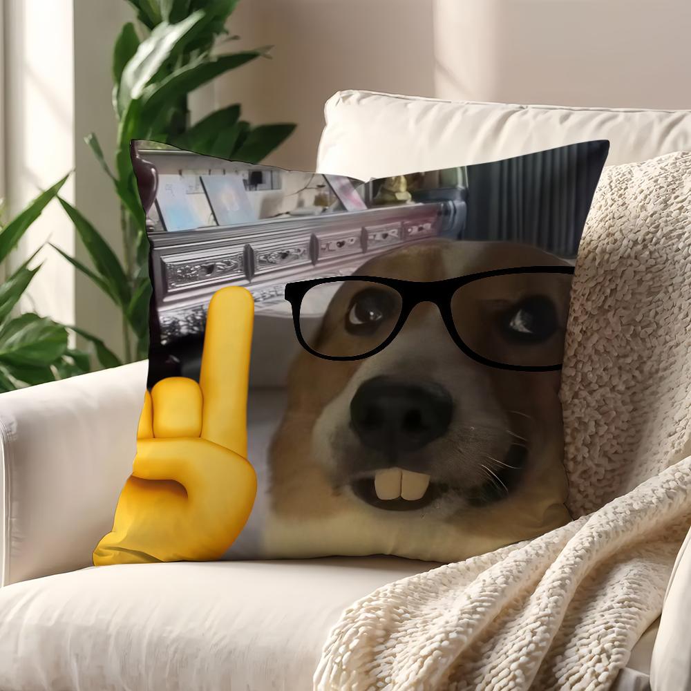 Cartoon Funny Dog Meme Kawaii Glasses Cushion Cover For Pillow Printing Sofa Decoration Home Car Room Office Nordic Simplicity