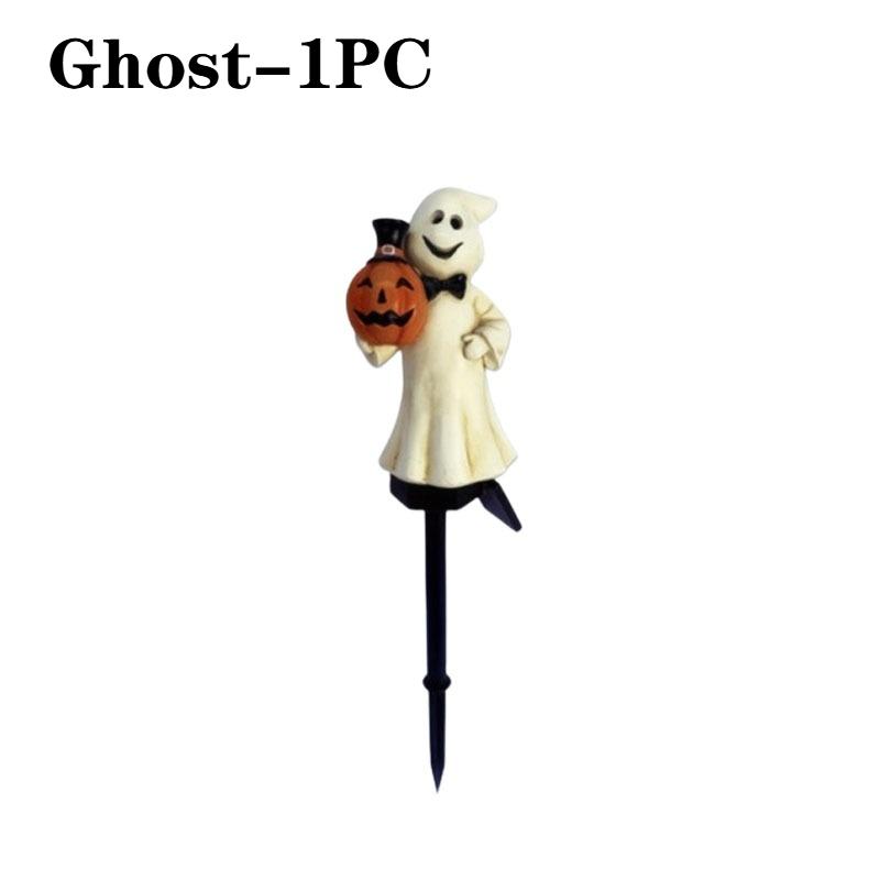 1-5PCS Solar Outdoor Yard Halloween Pumpkin Light Resin Craft Garden Ghost Festival Atmosphere Decoration Yard Stake Insert