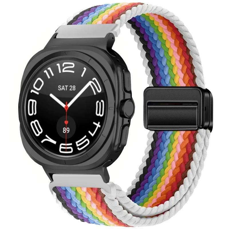 Gevlochten Nylon Lusband Voor Samsung Galaxy Watch Ultra 47mm Magnetische Armband Polsband voor Galaxy Watch 8 Ultra 2026 47mm Band