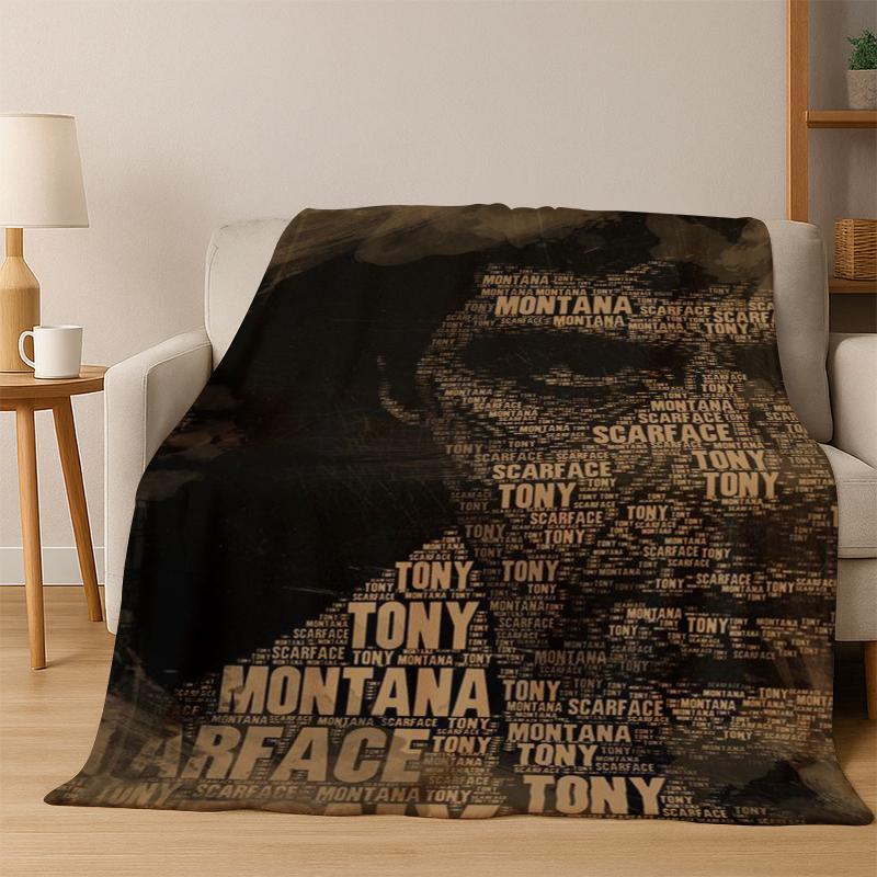

Scarface Classic Movie Tony Flannel Blanket Soft Warm Blanket Throw Blanket for Bedroom Living Room Bed Travel Picnic Gift kid 75x90cm
