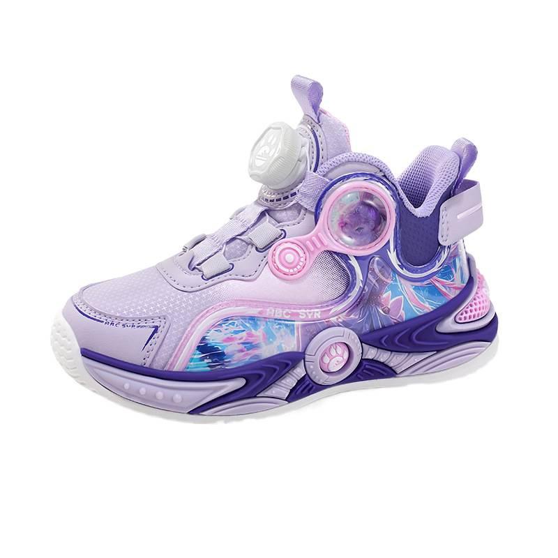 Girls Autumn 2025 New Lightweight Leather Waterproof Children's Sneakers Medium and Older Girls Rotating Buckle Running Shoes