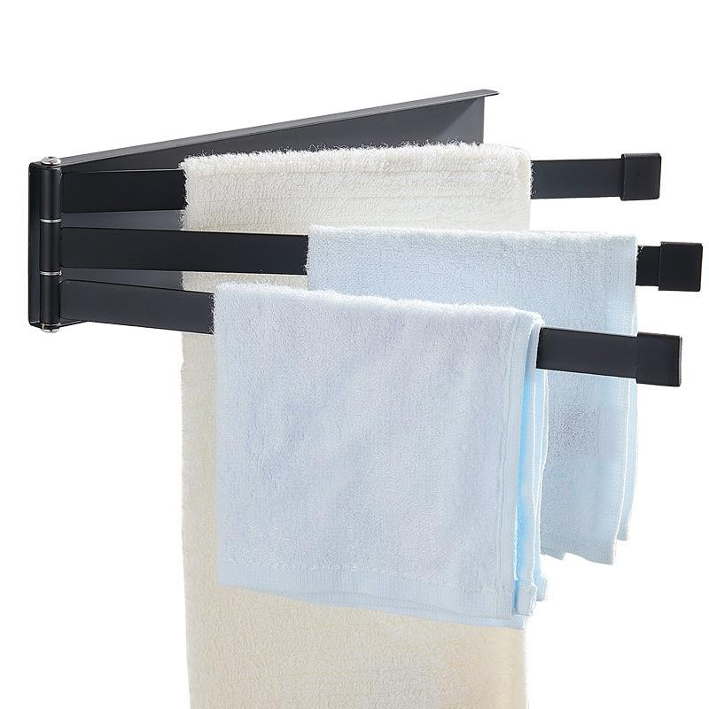 Black Simplicity Stainless Steel Towel Bar Rotating Towel Rack Bathroom Towel Rack Accessory