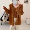 Lazy Wind Knitted Sweater Cardigan Sweater Jacket Top with V-neck Sling Vest Simple Two-piece Set Women