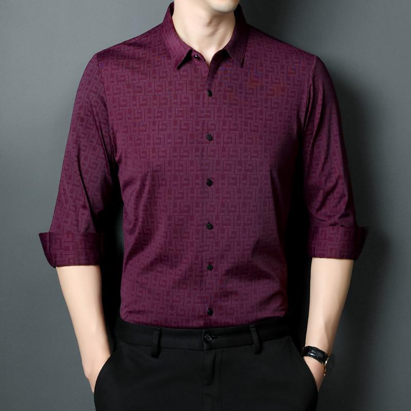 Frühling und Herbst Herren Langarm Shirt Neue Casual Top Nahtlose Shirt Gedruckt Dad Wear