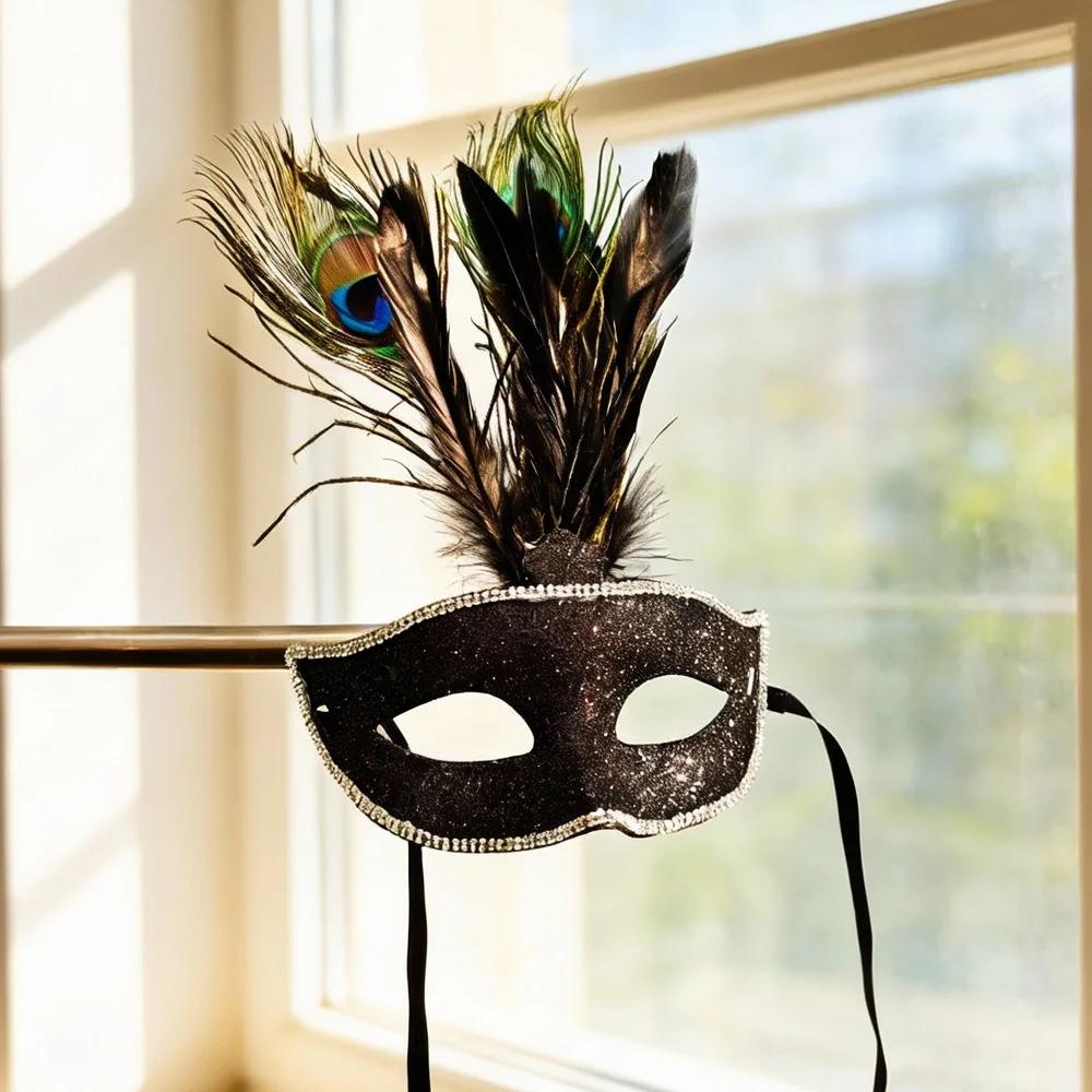 Half Face Feather Princess Mask Cosplay Queen Eyes Masks Carnival Masquerade Halloween Dress Up Party Costume Props High Quality