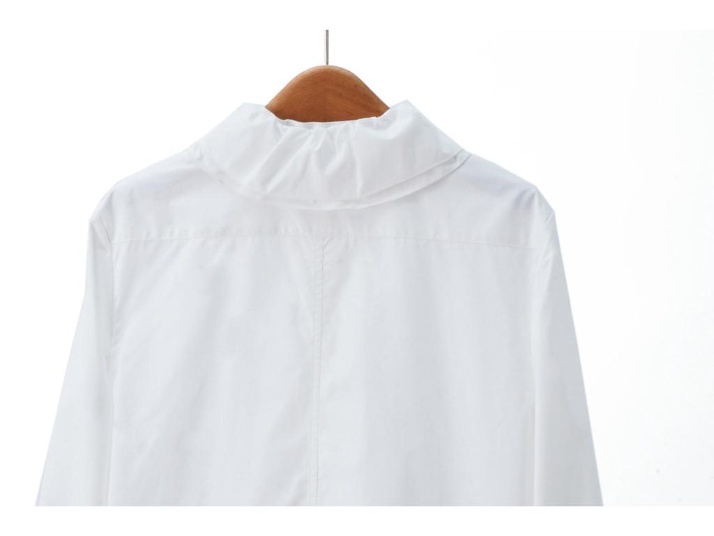 French Elegance | D Brand Spring 26: 100% Poplin Cotton Ruffle Trim Long Sleeve Shirt