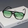 2025 Nové evropsko-americké nýtované čajově zbarvené čtvercové sluneční brýle s UV ochranou pro muže a ženy