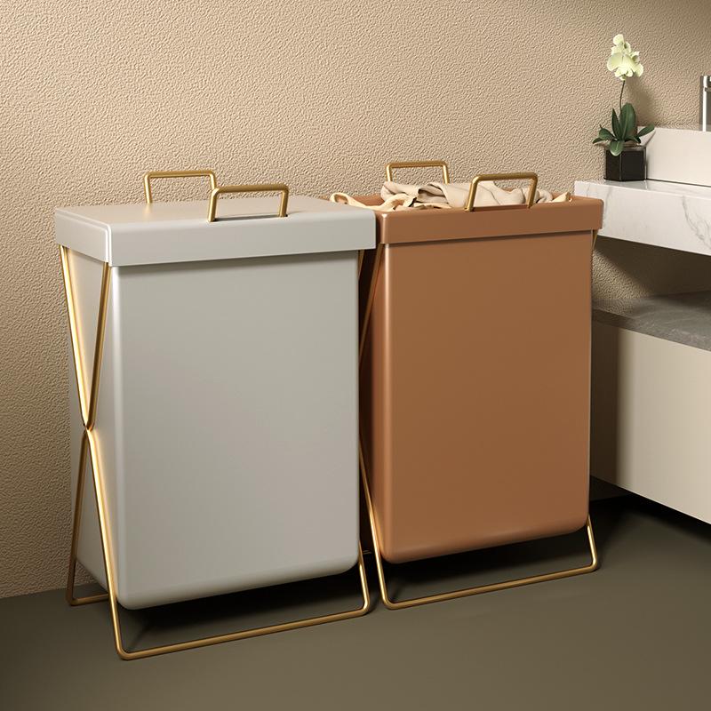 

Складная корзина для белья с крышкой - Кованый металл для хранения одежды и ковриков для йоги