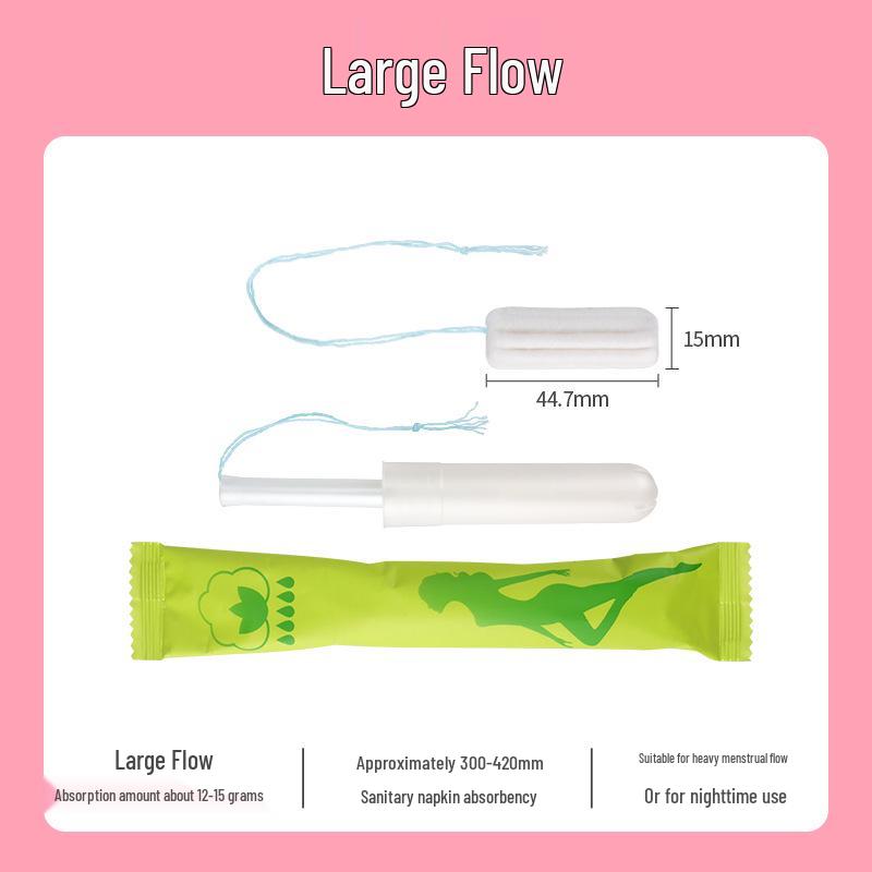 Pure Cotton Tampons with Long Applicator for Women - Heavy, Medium, Light Flow - Swimming Safe