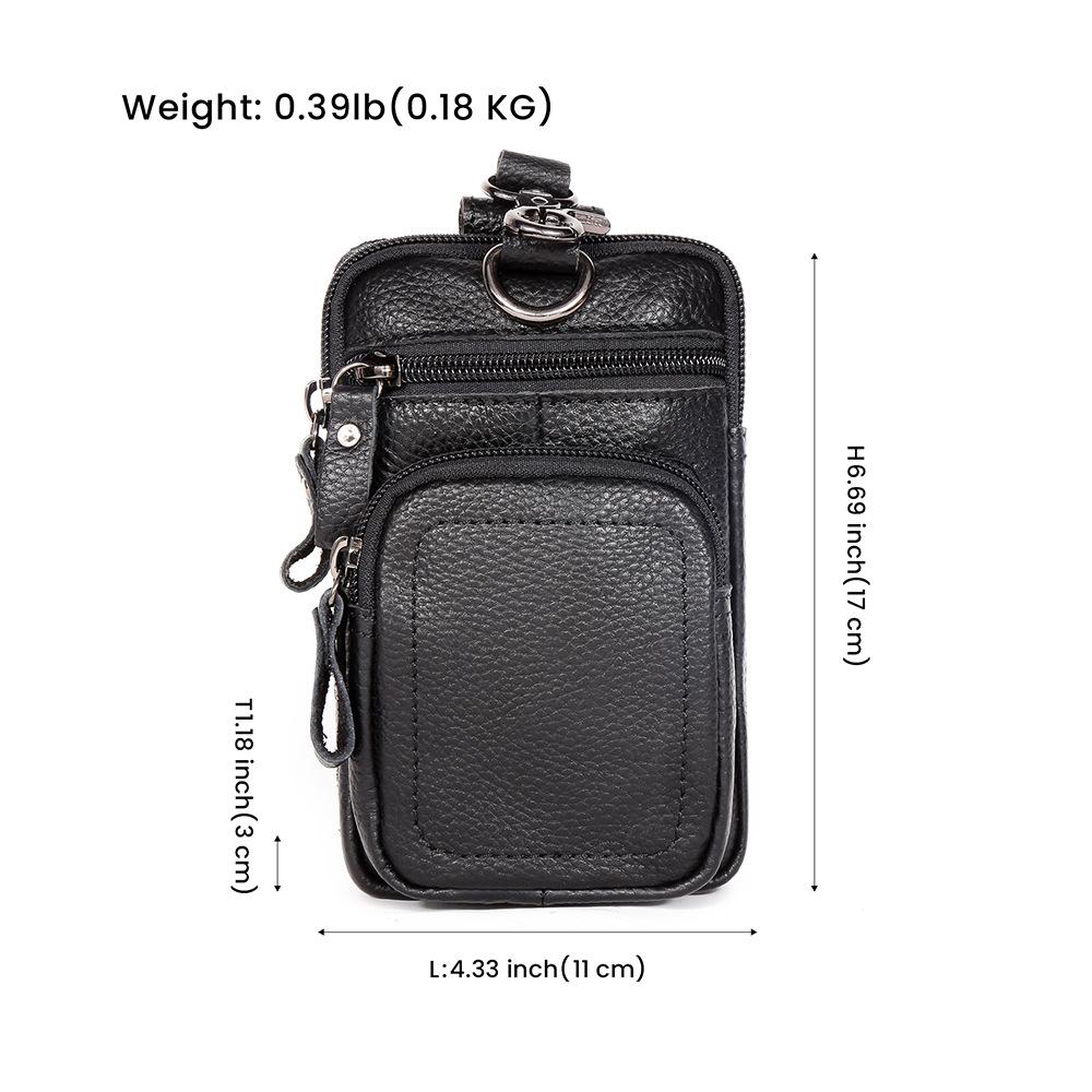 Men S Fanny Pack Outdoor Large-Capacity Vertical Hanging Fanny Pack Men S Frosted Leather Genuine Leather Multifunctional Mobile Phone Bag