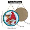 Festive reindeer and gnome pattern Round Wooden Hanging Plaque winter holiday wall art rustic farmhouse front door sign Christmas home decor