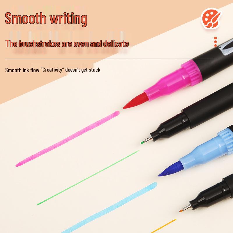 Dual-Tip Washable Watercolor Fineliner Set for Kids - Soft Tip Art Pens