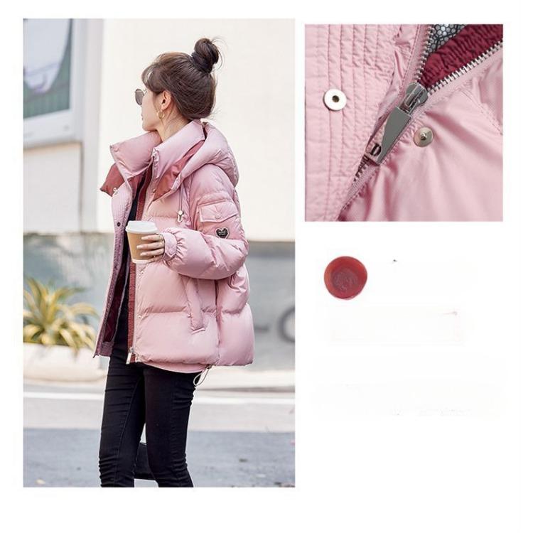 Fashionable Short Down Cotton Coat with Hood and Bread Shape for Women In Winter