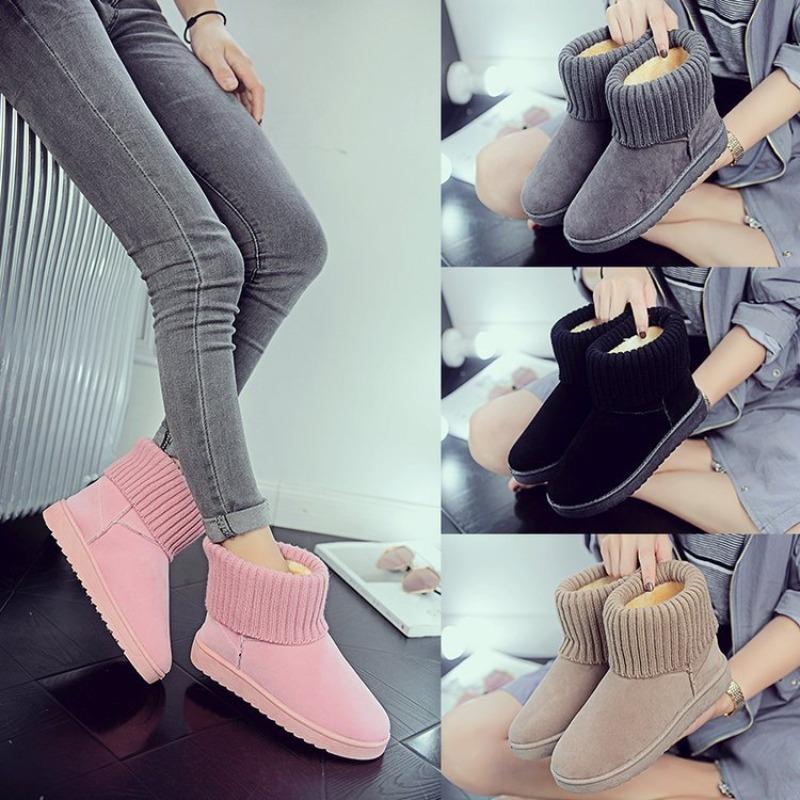 Wool Snow Boots Women's Flat Bottom European and American Short Boots Waterproof Table Flat Heel Plush Warm Cotton Shoes New Boots Women