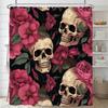 Personality Flowers and Horror Skeleton Skull Shower Curtain Polyster Fabric Home Decor Halloween Bathroom Curtain with Hooks