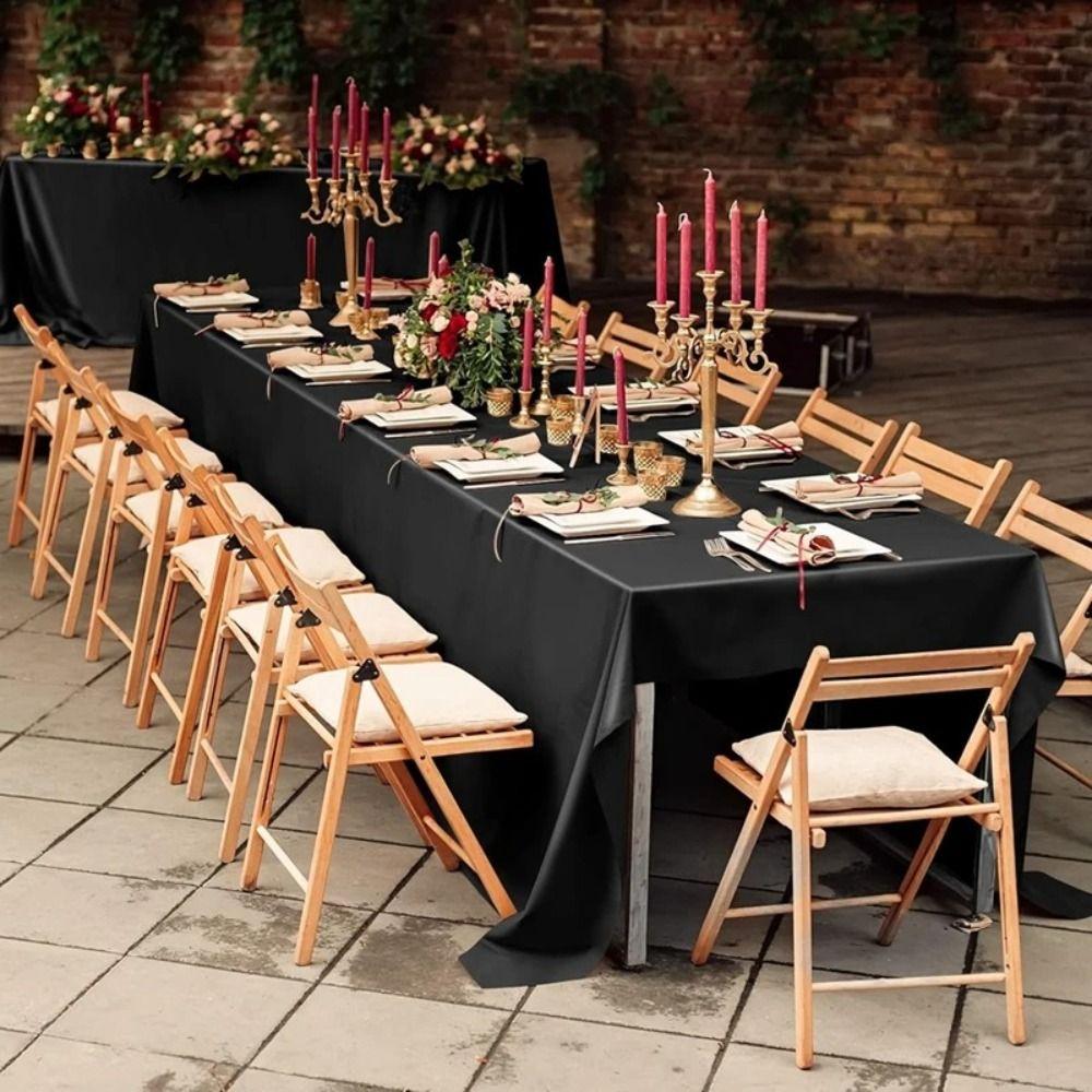 Wedding Party Supplies Satin Table Cloth White Pink Solid Color Table Cover Rectangle Tablecloth
