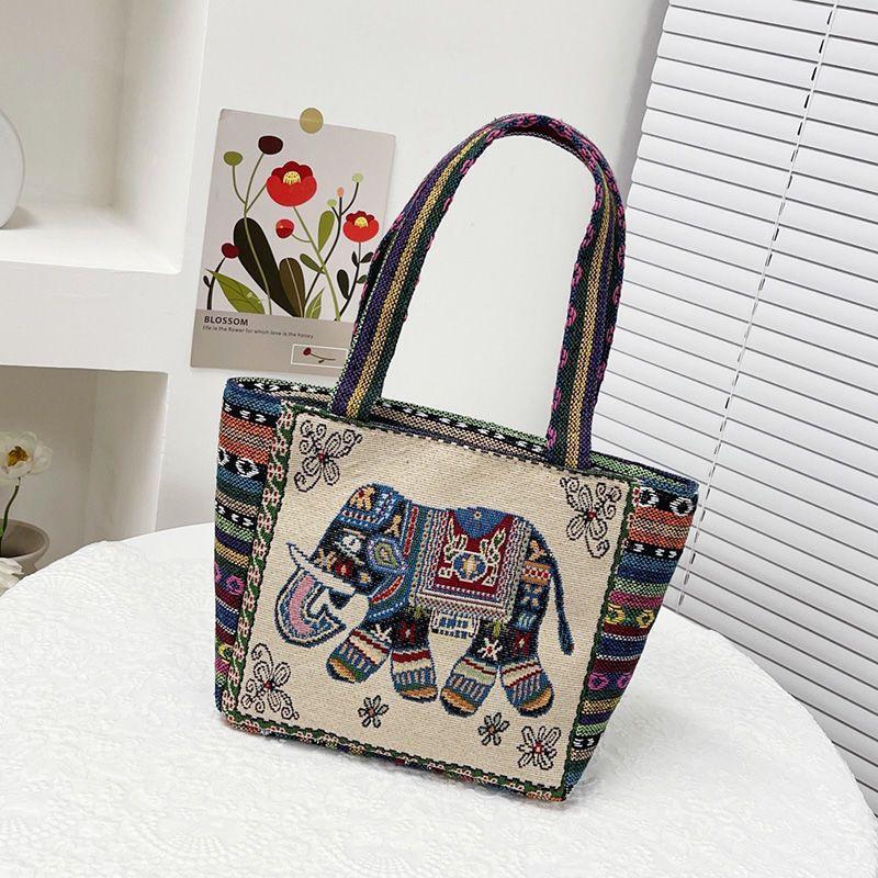 Cartoon embroidered canvas handbag women's bag casual handbag office worker small satchel