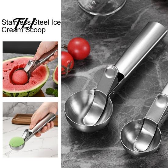 Professional Dessert Portioner Stainless Steel Ice Cream Scoop with Trigger, Easy Release Hard Effortless Food Portioning Tool Dough Scooper, Kitchen