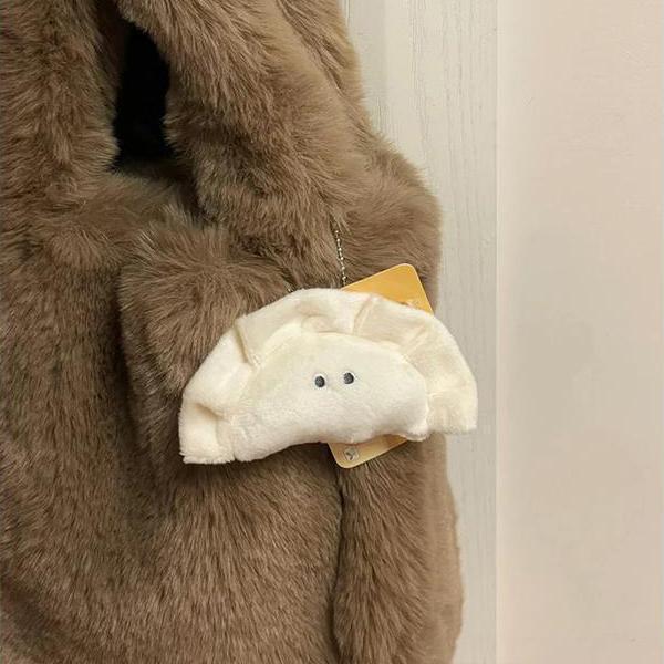 Cute Soft Dumpling Keychain for Women Plush Food Key Chains Stuffed Keyrings Bag Pendant Couple Friend Gift DIY Accessories