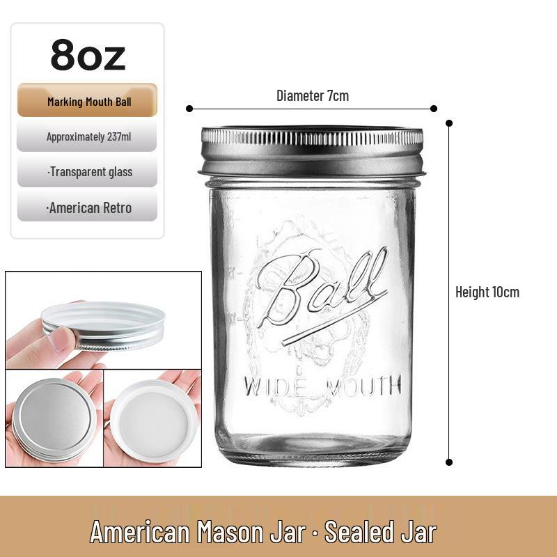Barattolo di Vetro Mason Ermetico per Fiocchi d'Avena, Marmellata e Bevande - Stile Americano Retrò