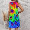 Plus Size V Neck Sleeveless Dress Cloud Wrapped Mountain Waterfall Print For Remote Scenic Travel