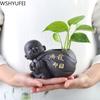 1PCS Ceramic Tea Pet Small Buddha Statue Monk Figurine Ornaments Desktop Flower Pot Purple Ceramic Decoration Tea  Accessories