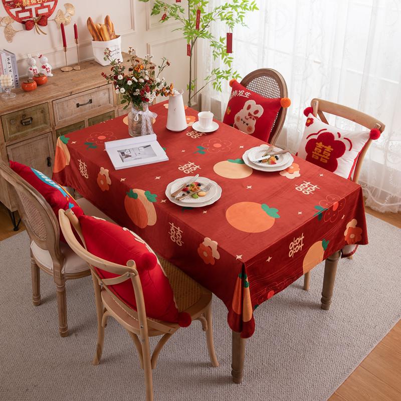 Flannel Printing Wedding Wedding Happy Characters Red Festive Wedding Room Decoration Coffee Table Tablecloth Dining Table Cloth