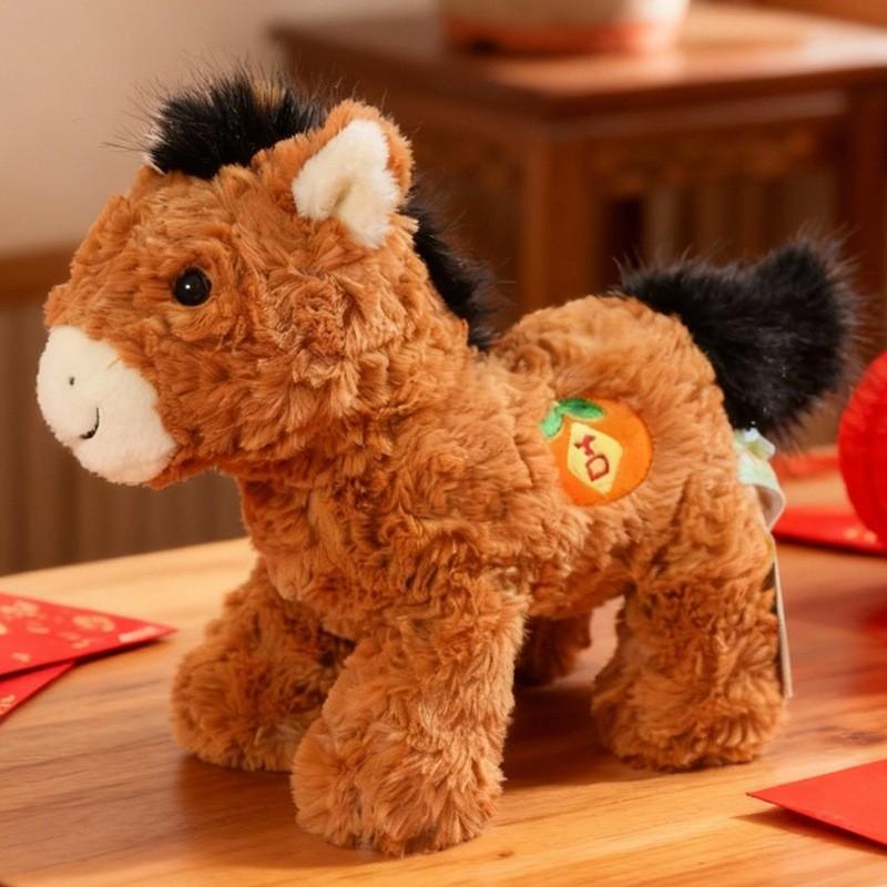 Chinesisches Sternzeichen Pferd Plüschtier mit PP-Baumwollfüllung für Neujahrsfeiern und Sammler