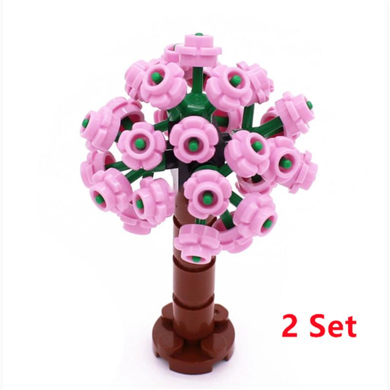Bausteine Baum Blume Sets Stadt Pflanze Garten Bonsai Wald Natürliche Stadt Straßenansicht Park Dschungel MOC Modell Spielzeug Für Kinder