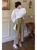 2024 Women's French Lantern Sleeve Shirt - Autumn Design, Loose, Age-Reducing, Versatile Round Neck Bubble Long Sleeve Top