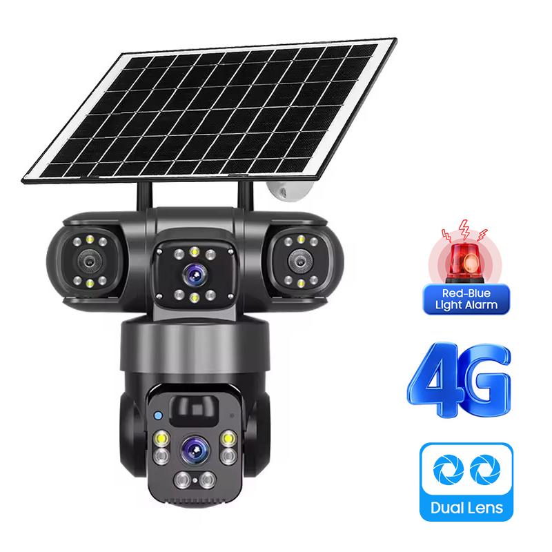 AIOOK מצלמת 4G V380 PRO HD שלוש עדשות 12MP 4K מצלמת שמש חיצונית עמידה במים ראיית לילה מעקב נייד אינטרקום דו כיווני