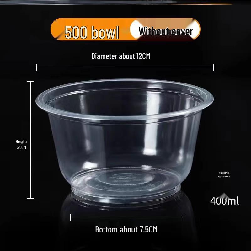 

Transparent High-Temperature Resistant Disposable Plastic Bowl - Thick and Round for Household or Commercial Use (No Lid)